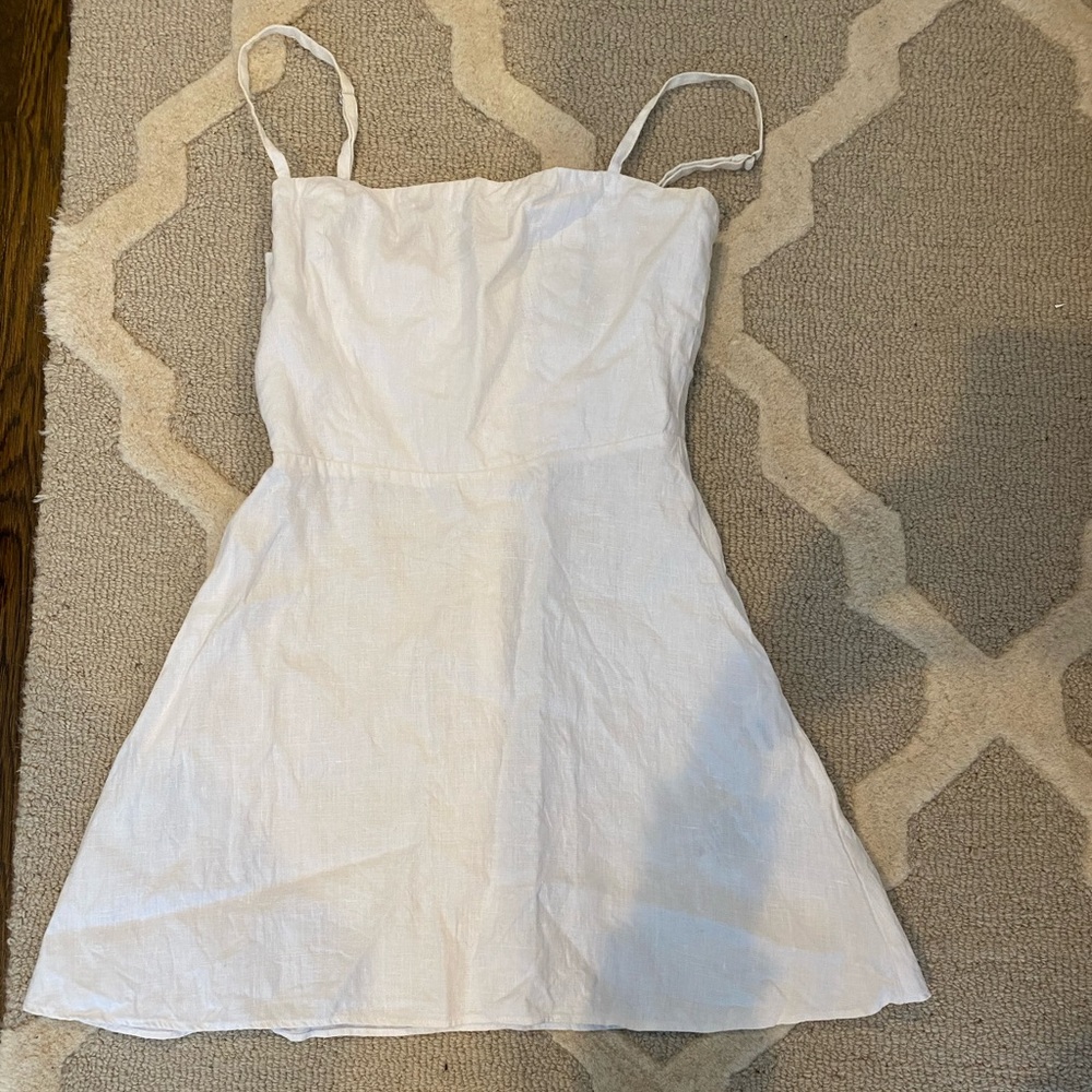 reformation short white linen dress